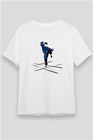 Wushu Baskılı Unisex Beyaz Tişört - Tshirt