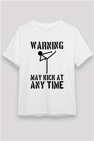 Wushu Baskılı Unisex Beyaz Tişört - Tshirt