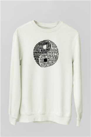Wushu Baskılı Unisex Ekru Sweatshirt