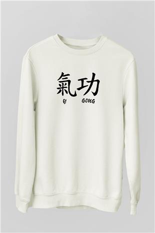 Wushu Baskılı Unisex Ekru Sweatshirt