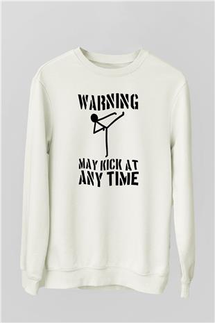 Wushu Baskılı Unisex Ekru Sweatshirt