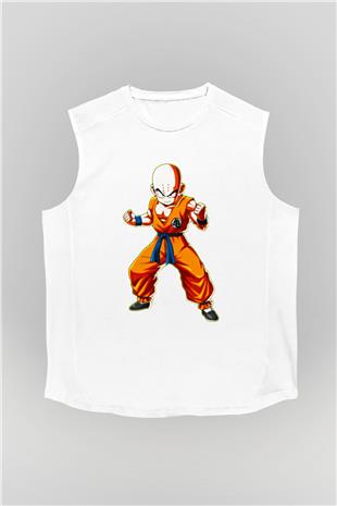 Wushu Baskılı Unisex Kolsuz Beyaz Tişört