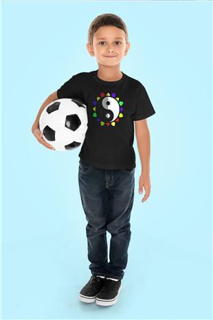 Wushu Baskılı Unisex Siyah Çocuk Tİşörtü - Tshirt