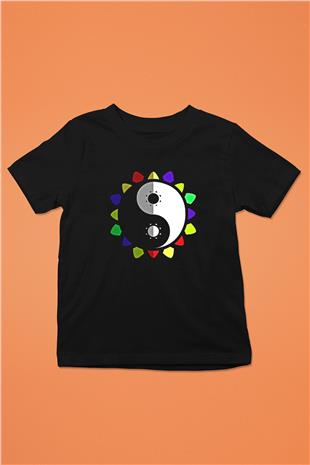 Wushu Baskılı Unisex Siyah Çocuk Tİşörtü - Tshirt