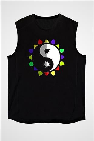 Wushu Baskılı Unisex Siyah Kolsuz Tişört