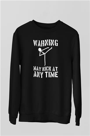 Wushu Baskılı Unisex Siyah Sweatshirt