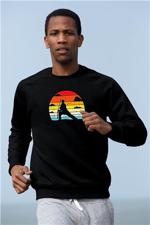 Wushu Baskılı Unisex Siyah Sweatshirt