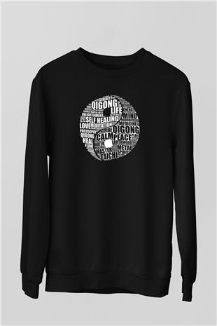 Wushu Baskılı Unisex Siyah Sweatshirt