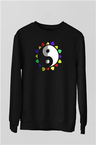 Wushu Baskılı Unisex Siyah Sweatshirt