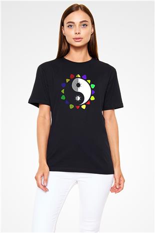 Wushu Baskılı Unisex Siyah Tişört - Tshirt