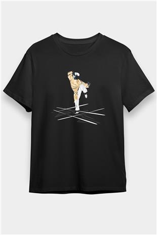 Wushu Baskılı Unisex Siyah Tişört - Tshirt