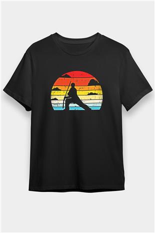 Wushu Baskılı Unisex Siyah Tişört - Tshirt