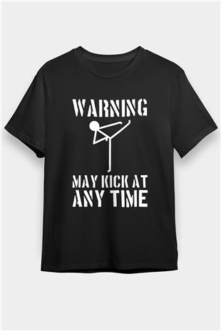Wushu Baskılı Unisex Siyah Tişört - Tshirt