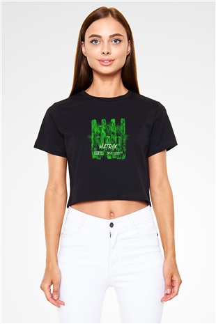 W&W Baskılı Crop Top Siyah Kadın Tişört