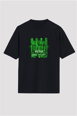 W&W Baskılı Unisex Oversize Siyah Tişört