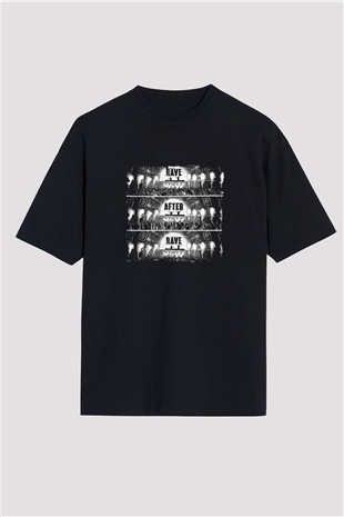 W&W Baskılı Unisex Oversize Siyah Tişört