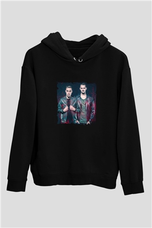 W&W Baskılı Unisex Siyah Hoodie