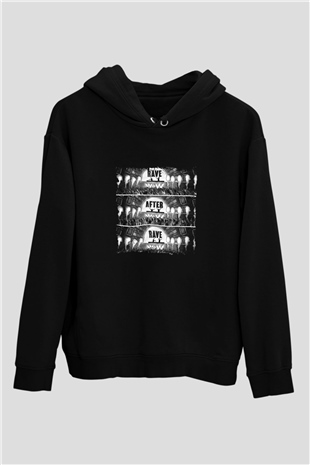 W&W Baskılı Unisex Siyah Hoodie