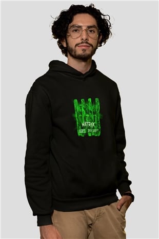 W&W Baskılı Unisex Siyah Hoodie