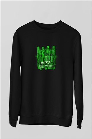 W&W Baskılı Unisex Siyah Sweatshirt