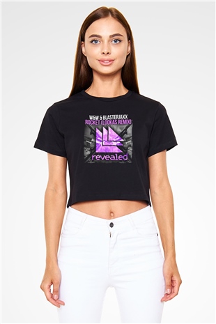 W&W Siyah  Crop Top Tişört