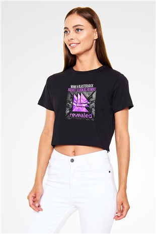 W&W Siyah  Crop Top Tişört