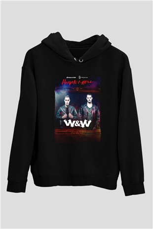 W&W Siyah Unisex Kapüşonlu Sweatshirt