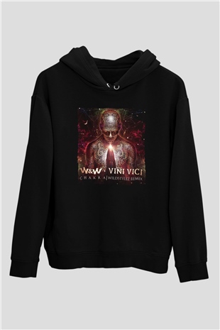 W&W Siyah Unisex Kapüşonlu Sweatshirt