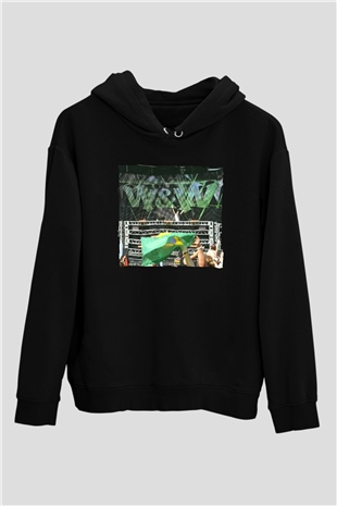 W&W Siyah Unisex Kapüşonlu Sweatshirt