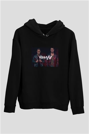 W&W Siyah Unisex Kapüşonlu Sweatshirt