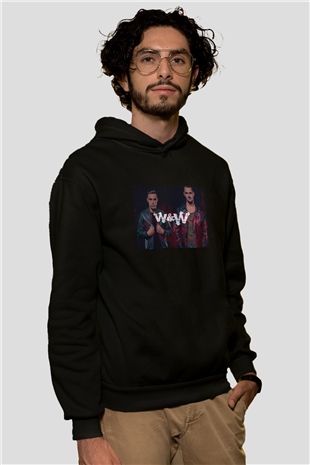 W&W Siyah Unisex Kapüşonlu Sweatshirt