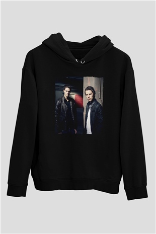 W&W Siyah Unisex Kapüşonlu Sweatshirt