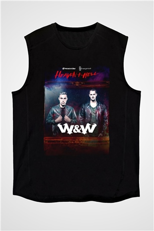 W&W Siyah Unisex Kolsuz Tişört