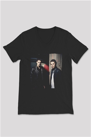 W&W Siyah Unisex V Yaka Tişört