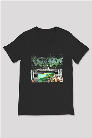 W&W Siyah Unisex V Yaka Tişört