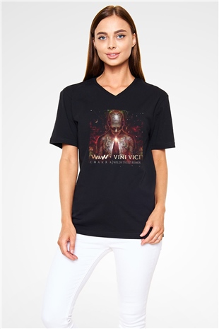 W&W Siyah Unisex V Yaka Tişört