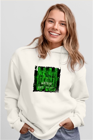 W&WBaskılı Beyaz Hoodie