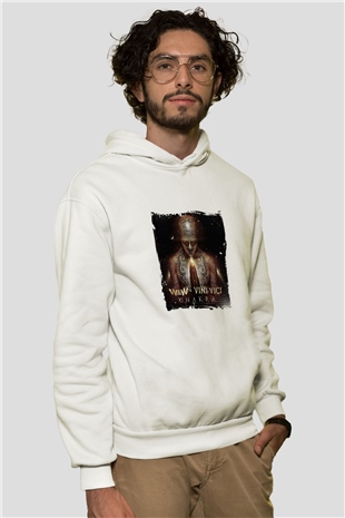 W&WBaskılı Beyaz Hoodie