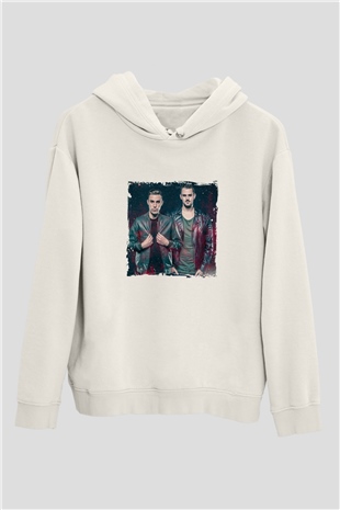 W&WBaskılı Beyaz Hoodie