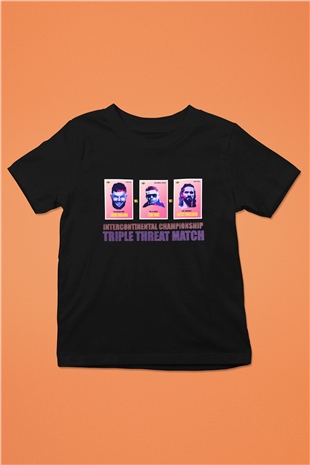 WWE Baskılı Siyah Unisex Çocuk Tişört