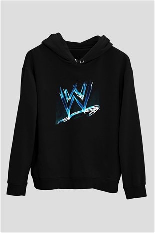 WWE Siyah Unisex Kapüşonlu Sweatshirt