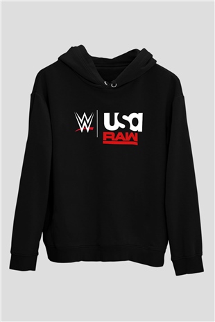 WWE Siyah Unisex Kapüşonlu Sweatshirt