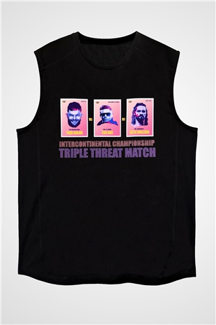 WWE Siyah Unisex Kolsuz Tişört