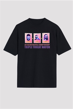 WWE Siyah Unisex Oversize Tişört