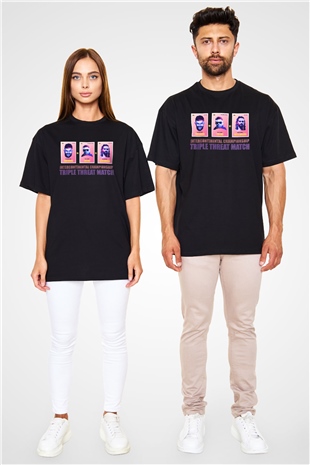 WWE Siyah Unisex Oversize Tişört