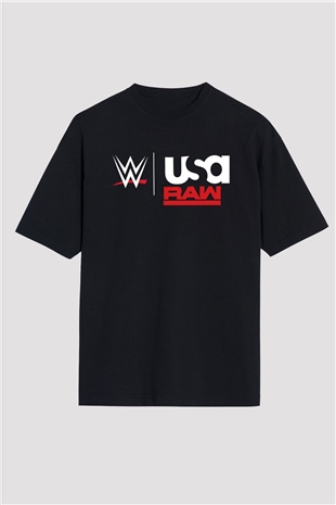 WWE Siyah Unisex Oversize Tişört