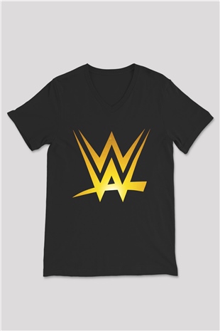 WWE Siyah Unisex V Yaka Tişört