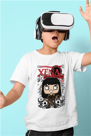 XENA - Savaşçı Prenses Baskılı Unisex Beyaz Çocuk Tişört