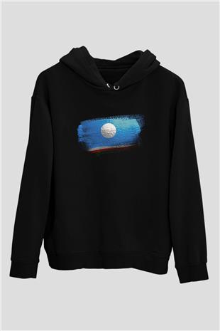 Yakutistan - Sakha Republic Bayrağı Baskılı Unisex Siyah Kapüşonlu Sweatshirt