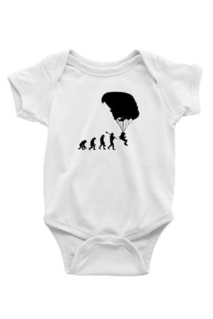 Yamaç Paraşütü Baskılı Beyaz Bebek Body - Zıbın